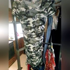 Mini pinch-tied Camo dress